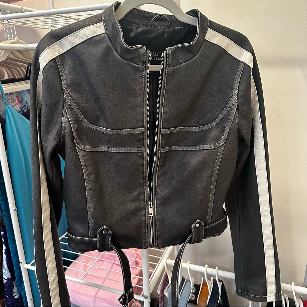 Urban Outfitters Black and White Leather Jacket
